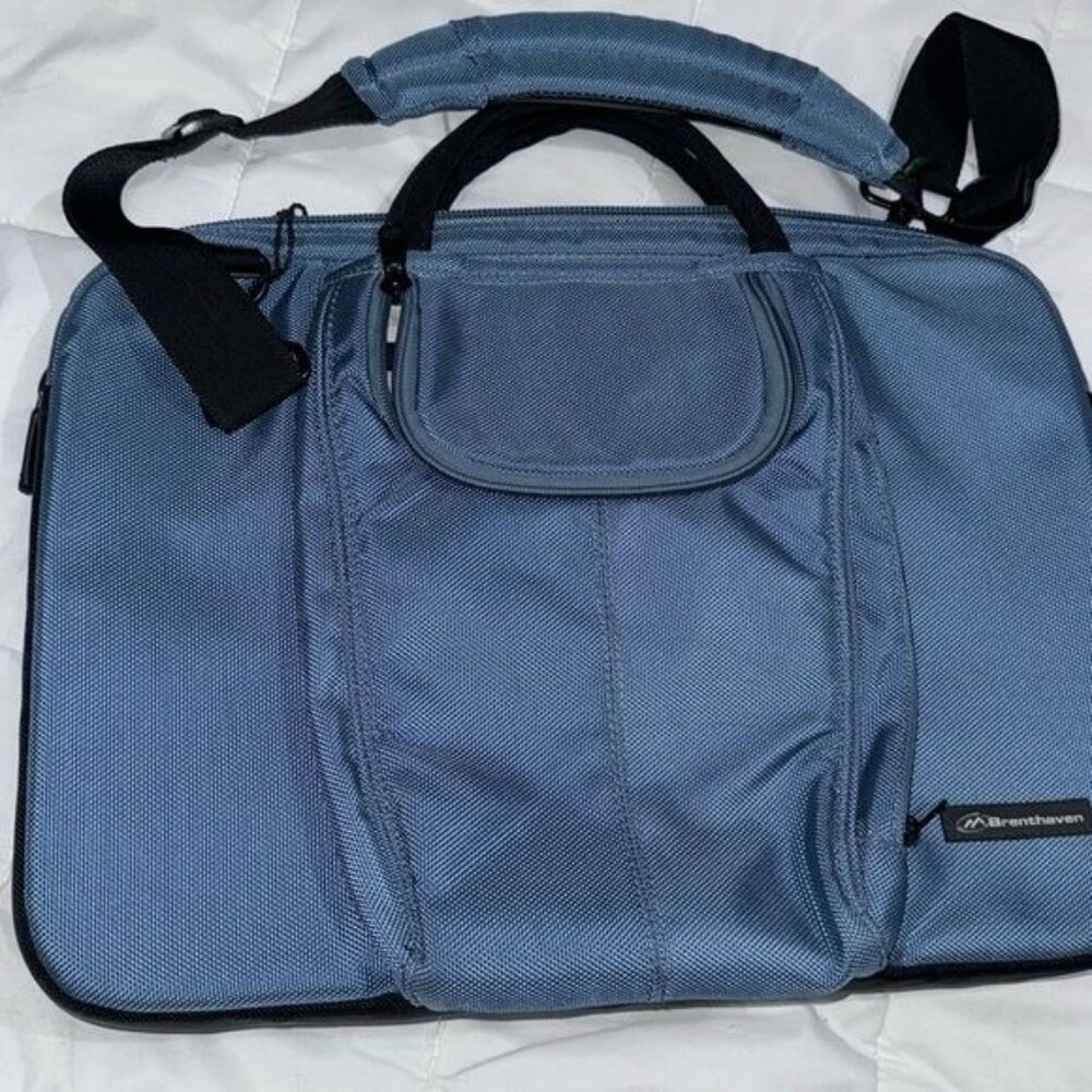 Brenthaven Zero Impact Laptop Case 17" Blue Nylon Padded Shoulder Strap Multiple